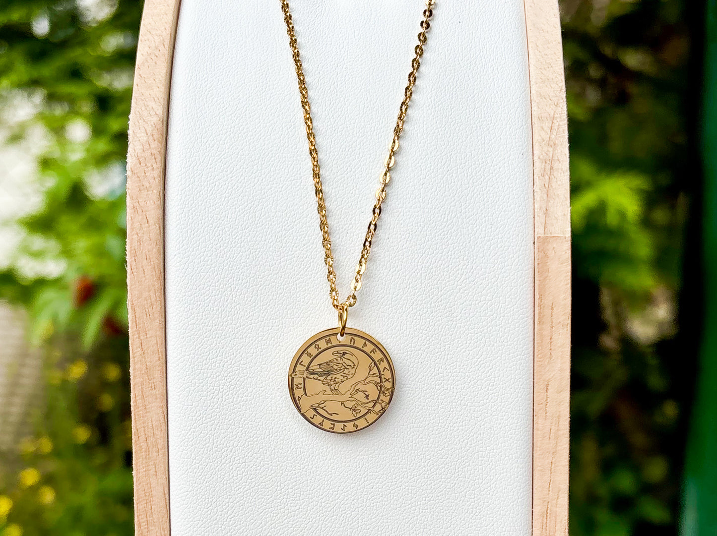 Raven in viking erb necklace - Stainless steel