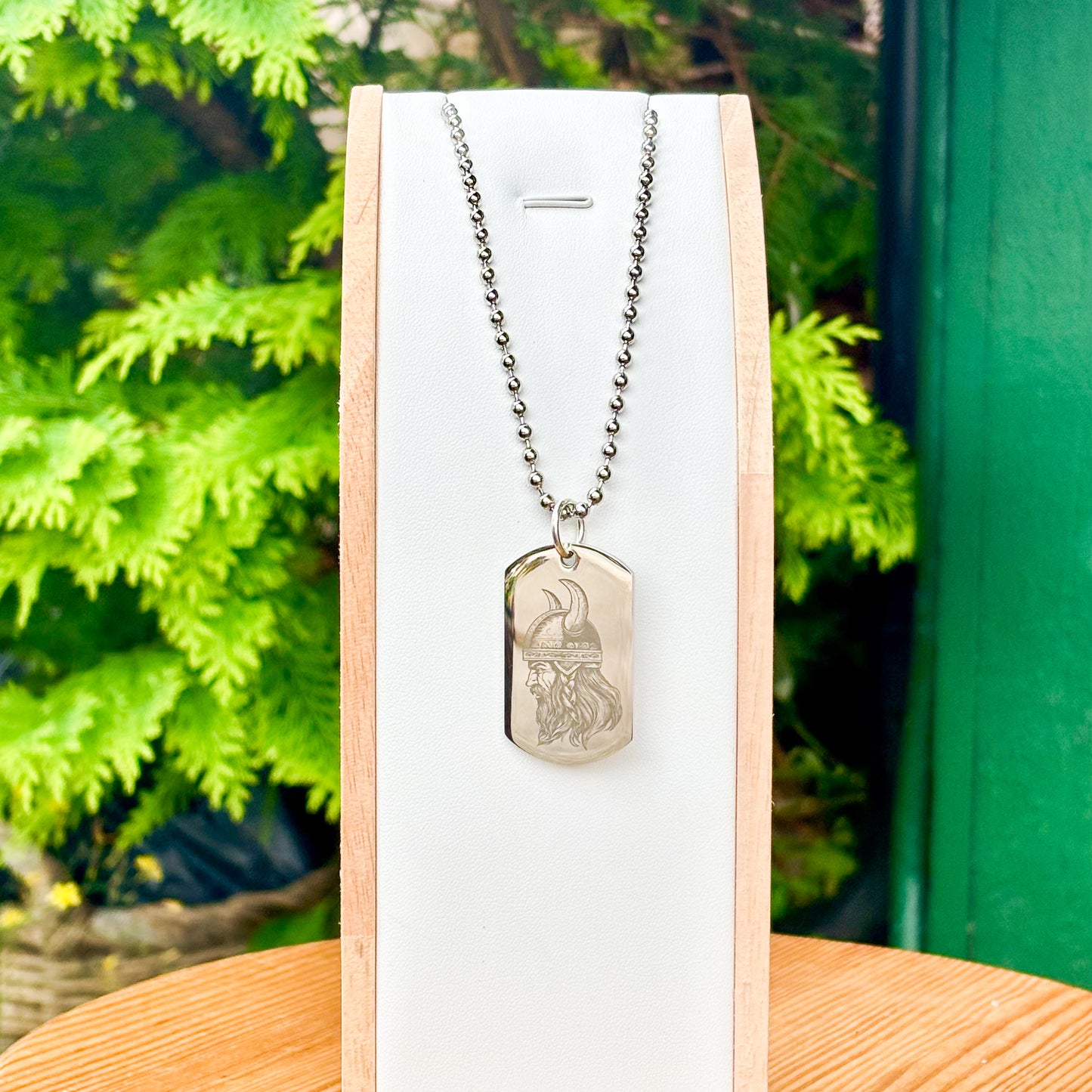 Viking in helmet soldier tag necklace - Stainless steel