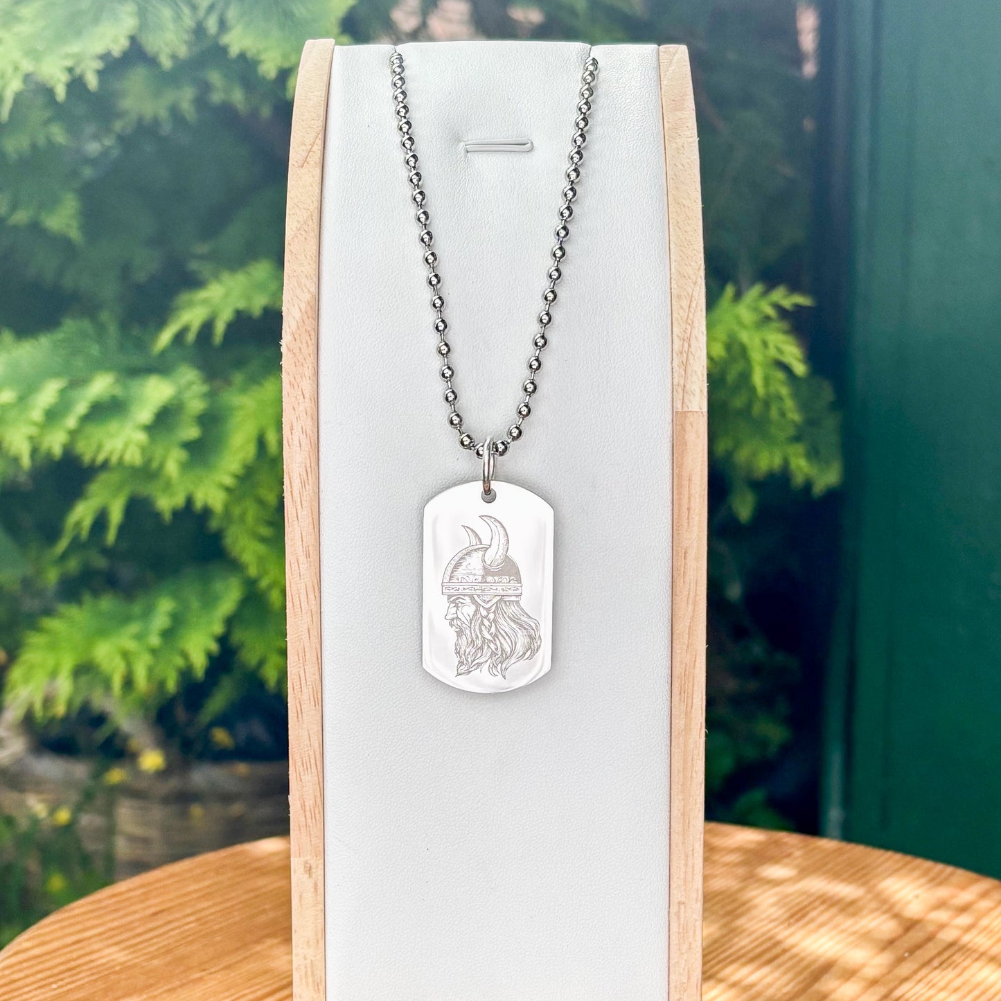 Viking in helmet soldier tag necklace - Stainless steel