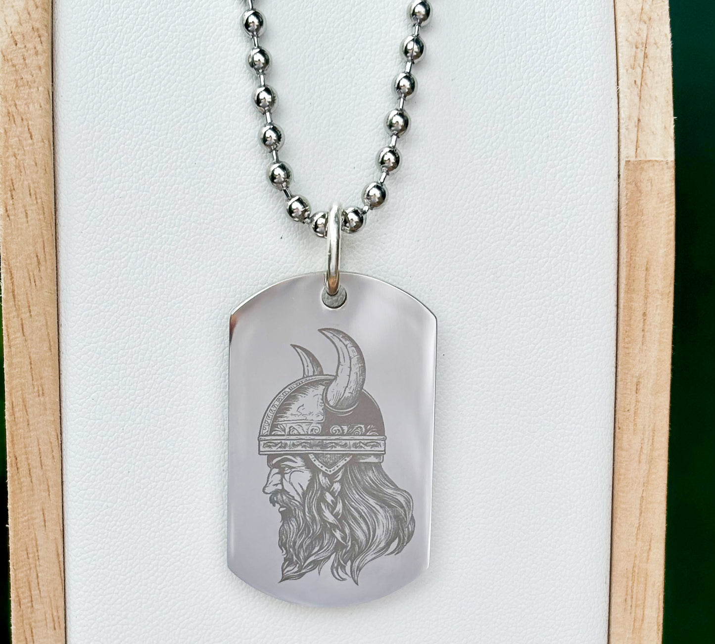 Viking in helmet soldier tag necklace - Stainless steel