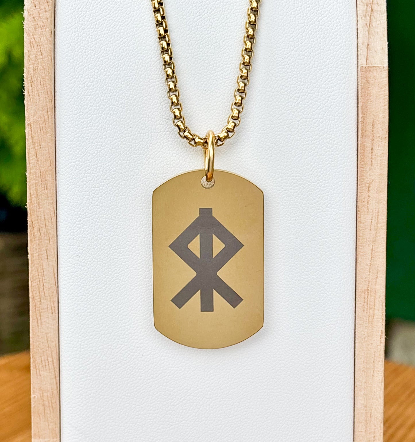 Single rune - courage soldier tag necklace - Stainless steel