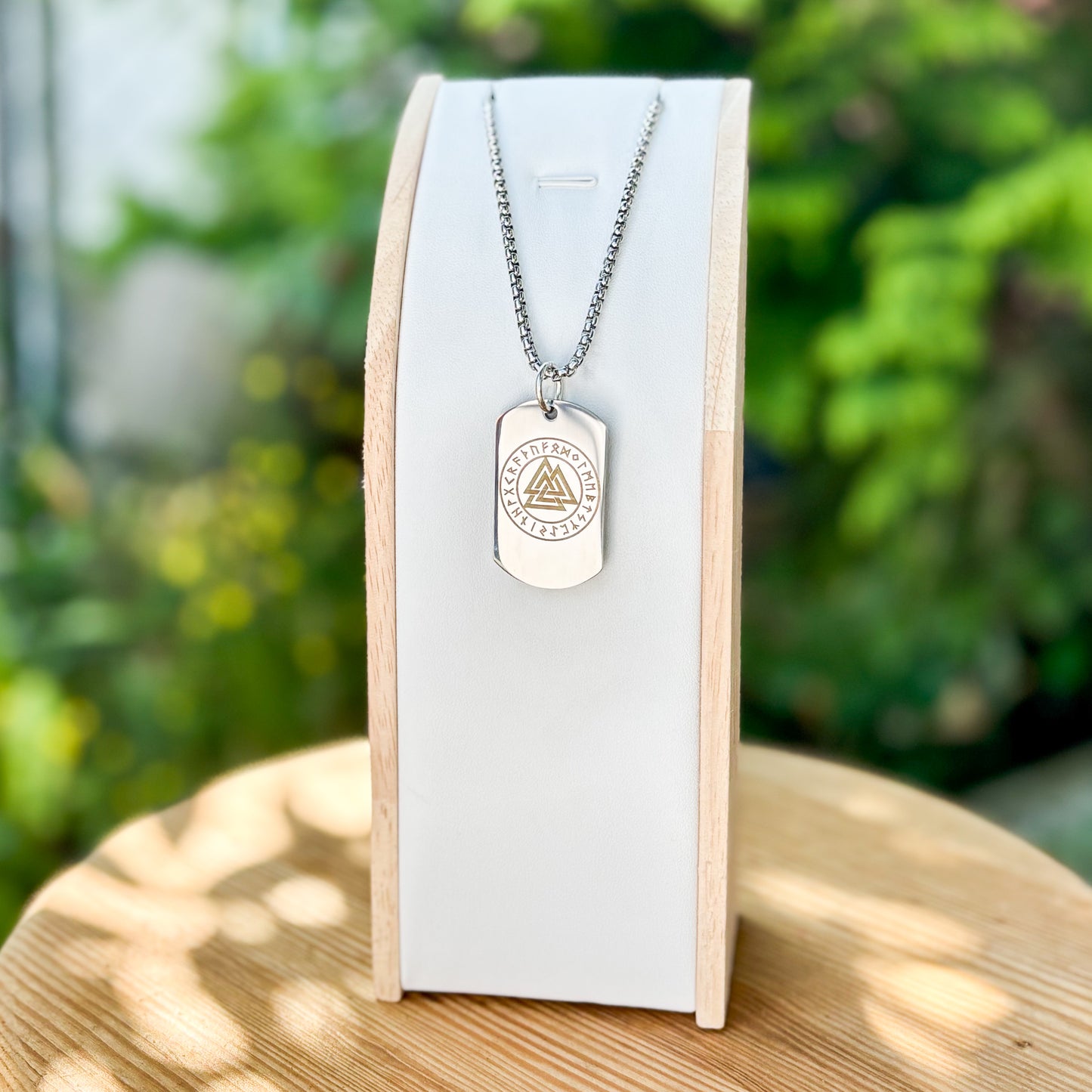 Valknut - slain warrior soldier tag necklace - Stainless steel