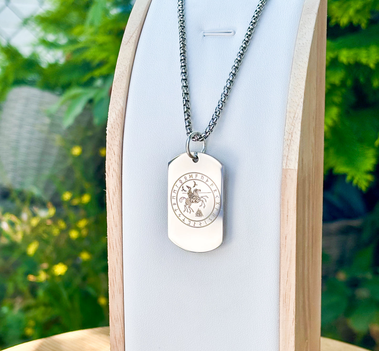 Sleipnir - 8 legged viking horse soldier tag necklace - Stainless steel