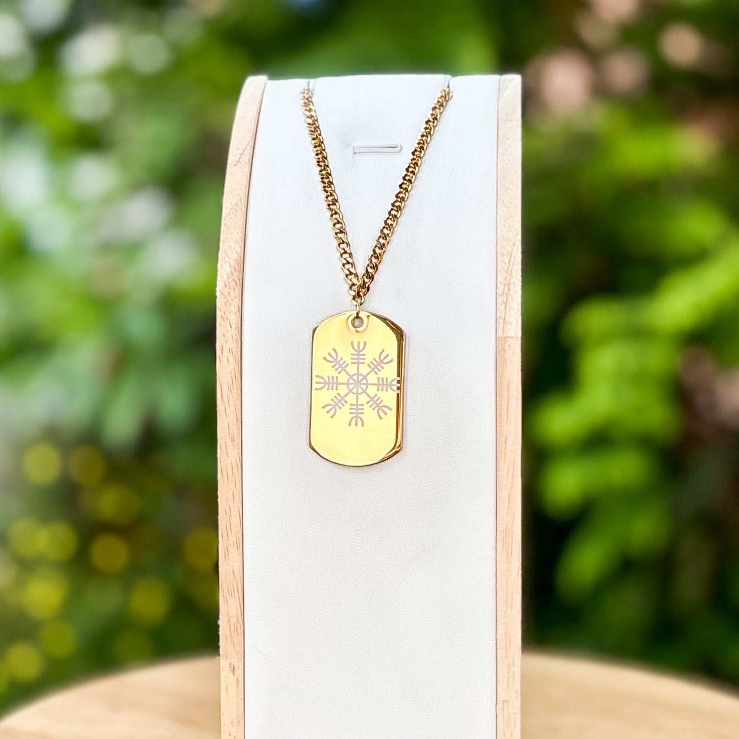 ÆGISHJÁLMR-The Helm of Awe soldier tag necklace - Stainless steel
