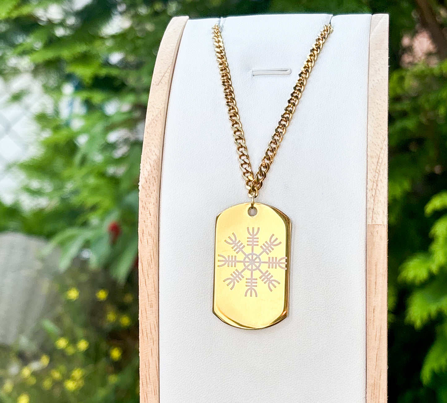 ÆGISHJÁLMR-The Helm of Awe soldier tag necklace - Stainless steel