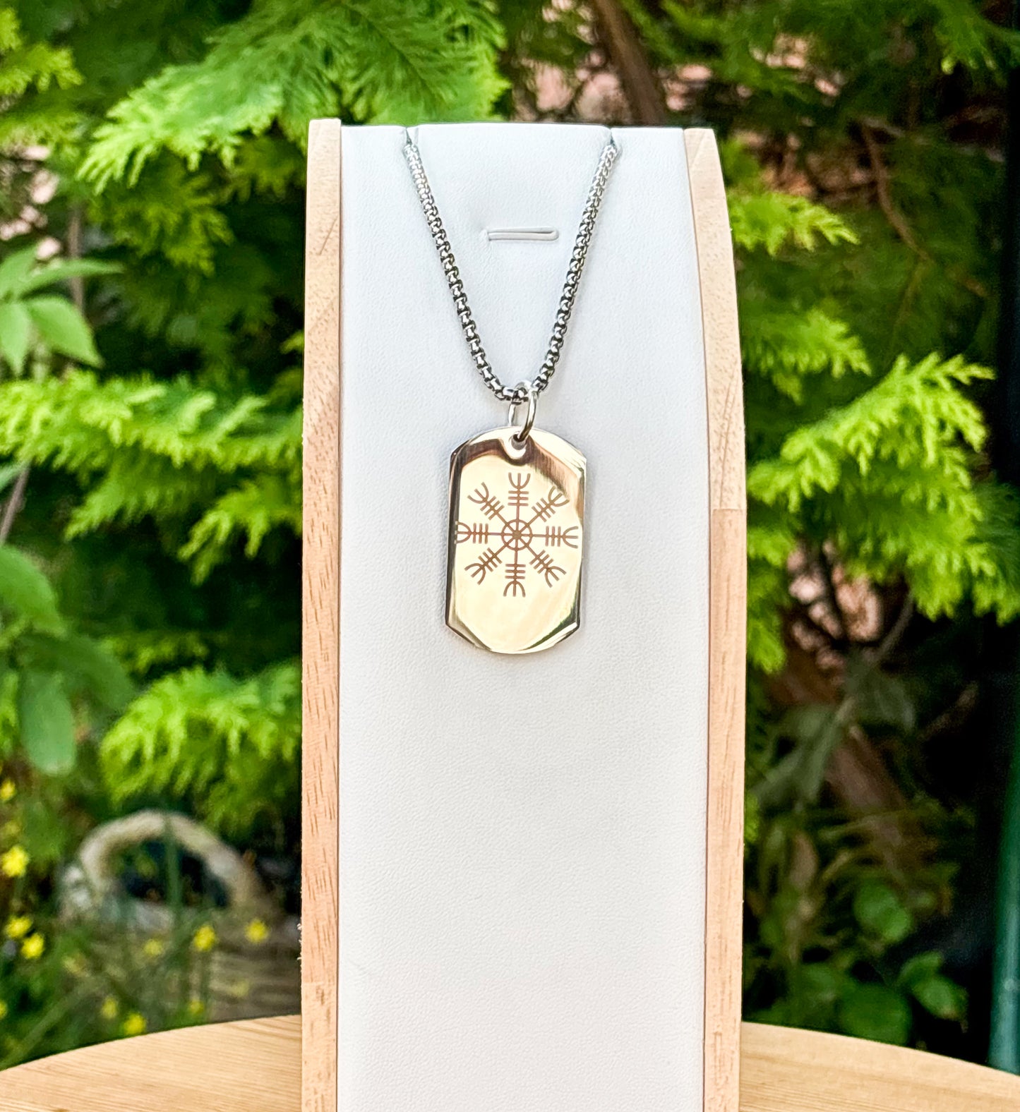 ÆGISHJÁLMR-The Helm of Awe soldier tag necklace - Stainless steel