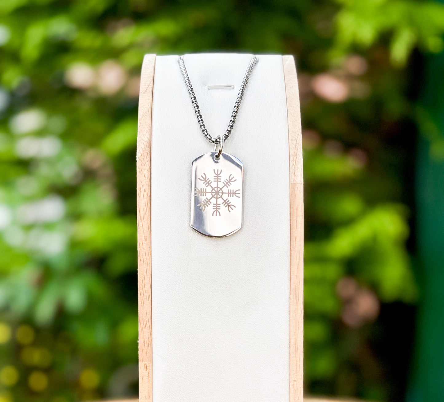 ÆGISHJÁLMR-The Helm of Awe soldier tag necklace - Stainless steel