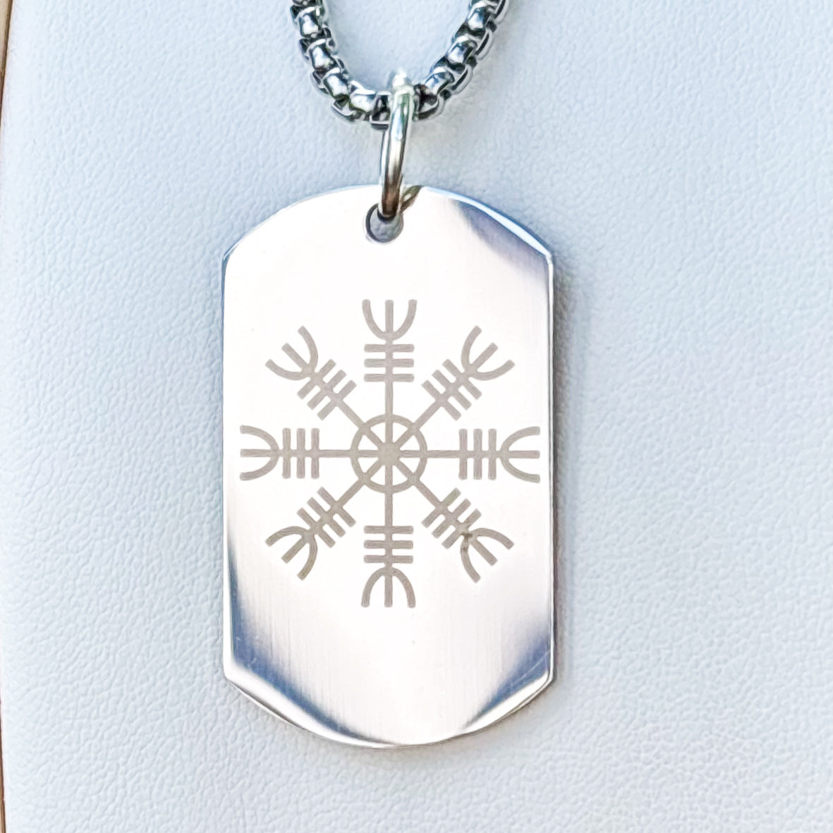 ÆGISHJÁLMR-The Helm of Awe soldier tag necklace - Stainless steel