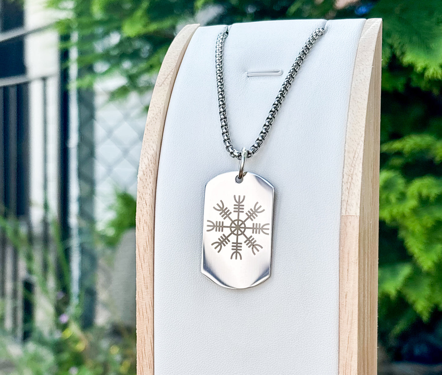 ÆGISHJÁLMR-The Helm of Awe soldier tag necklace - Stainless steel