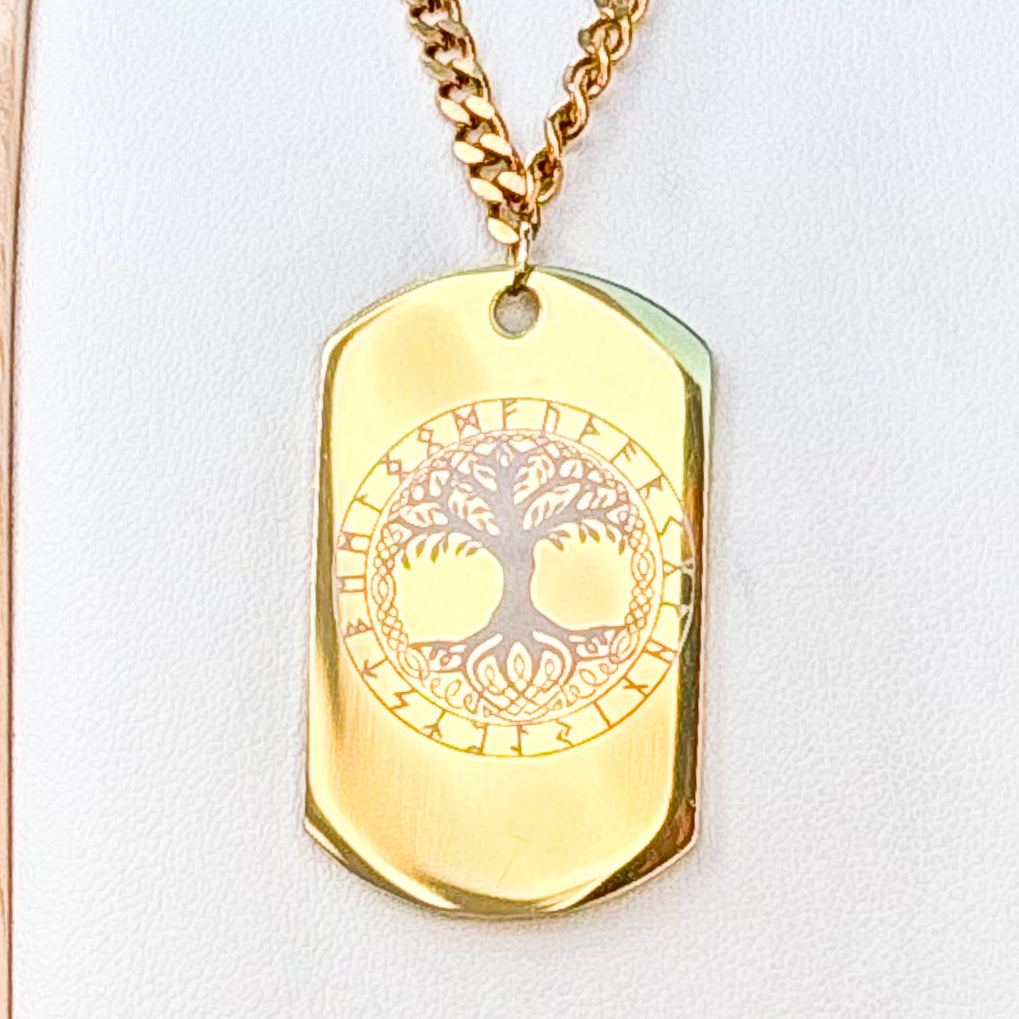 Yggdrasil - tree of life soldier tag necklace - Stainless steel