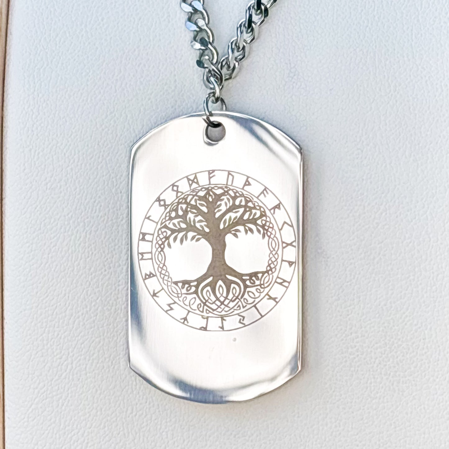 Yggdrasil - tree of life soldier tag necklace - Stainless steel