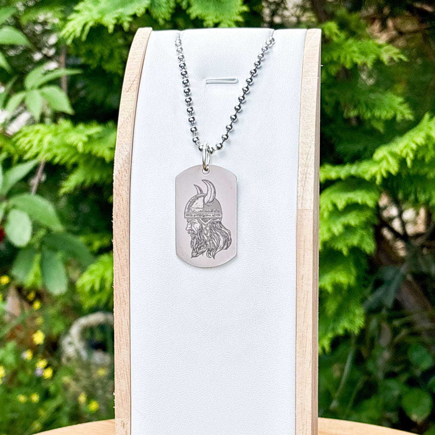 Viking in helmet soldier tag necklace - Stainless steel