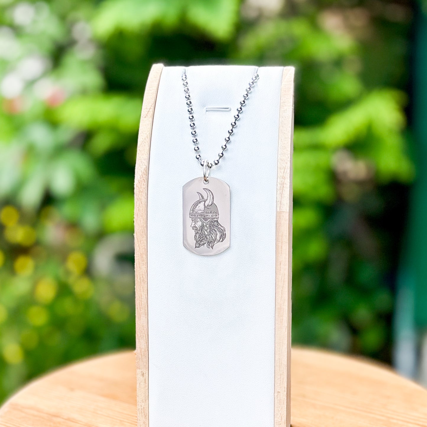 Viking in helmet soldier tag necklace - Stainless steel