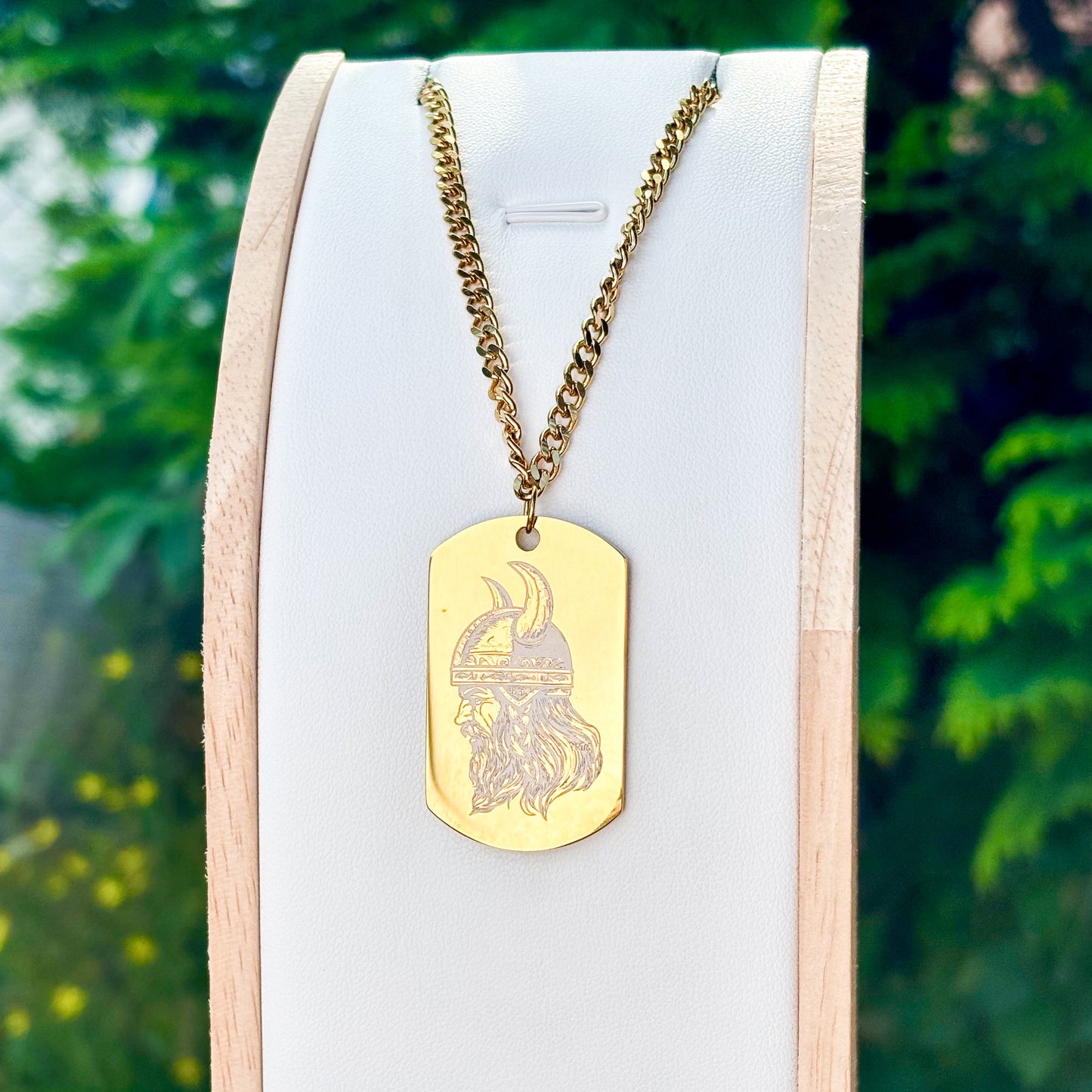 Viking in helmet soldier tag necklace - Stainless steel