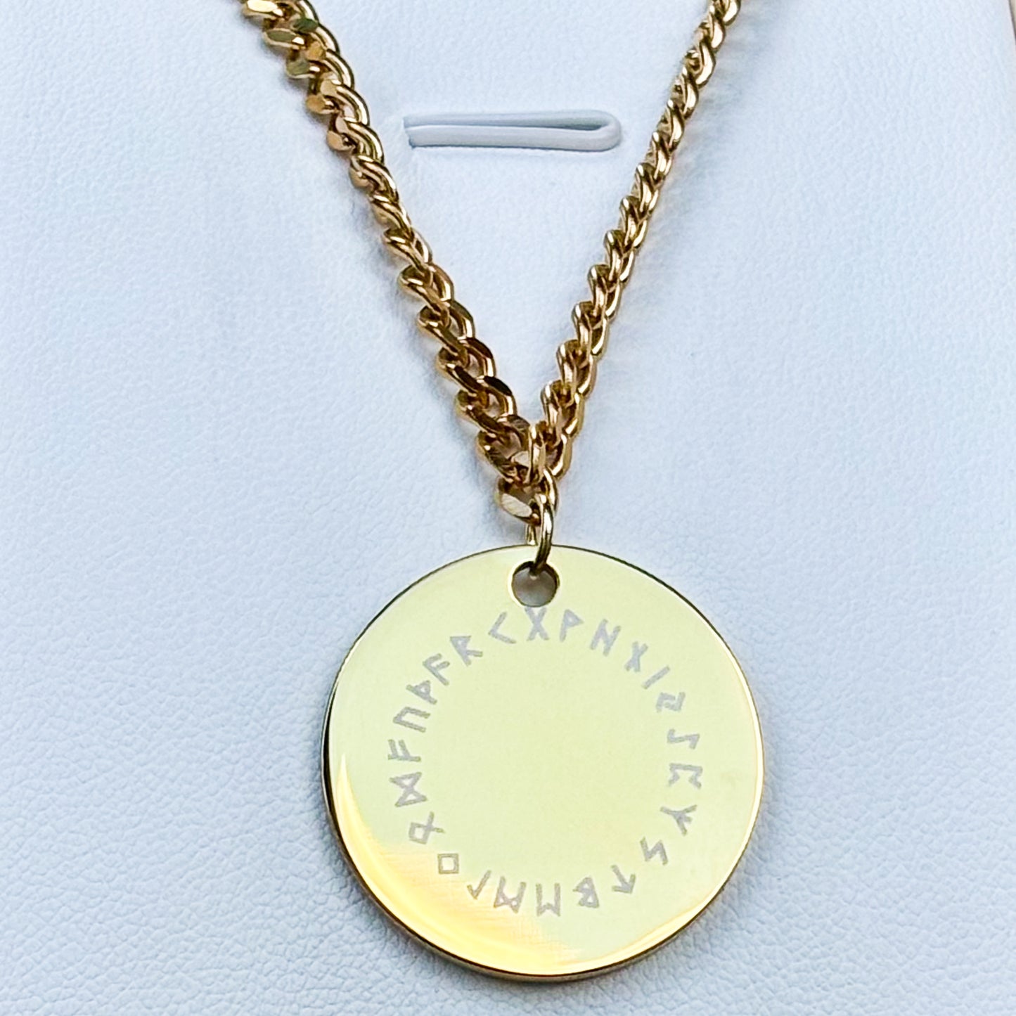 Runes going in a circle necklace large - Stainless steel