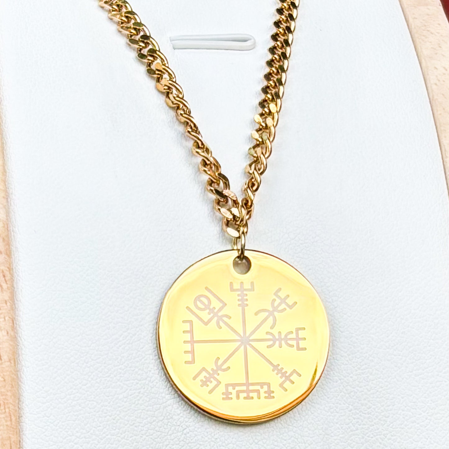 Vegvisir- Viking compass necklace large - Stainless steel