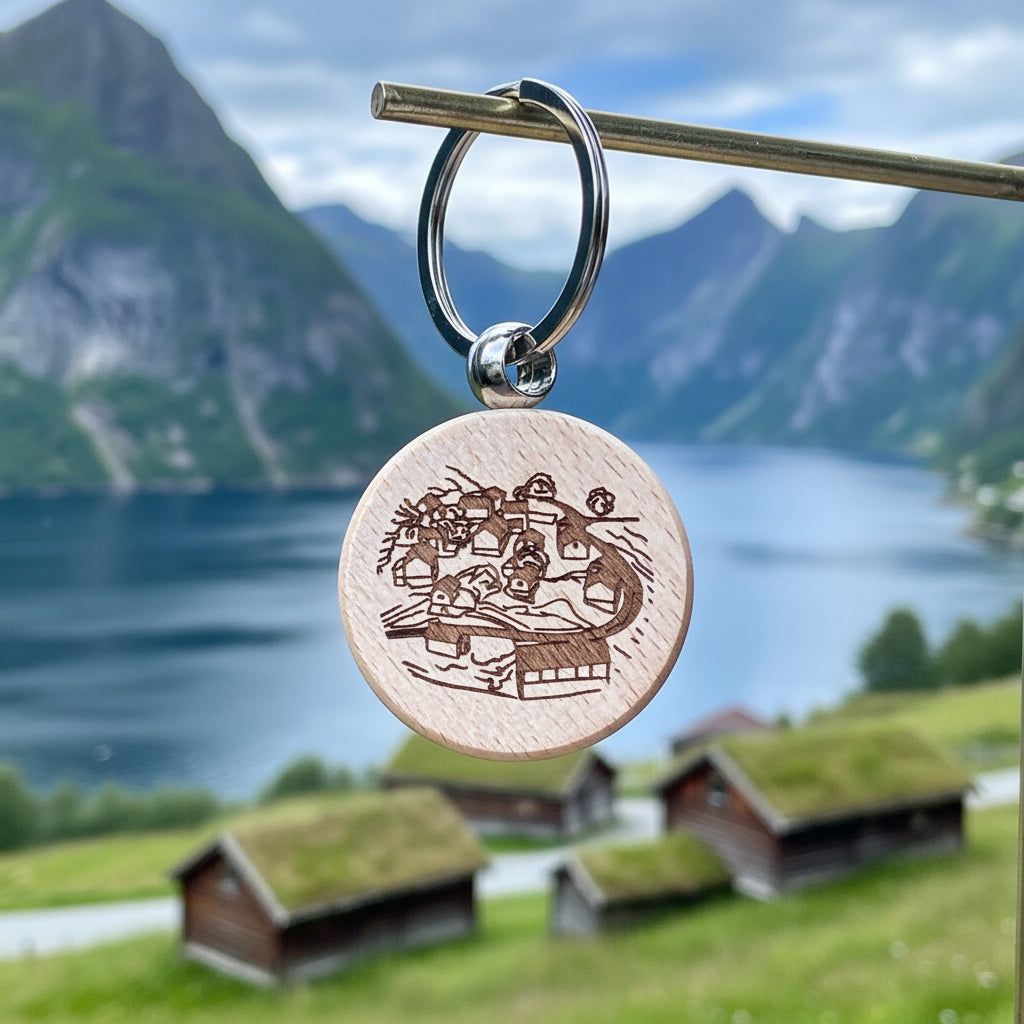 Otternes wooden keychain 35x35mm