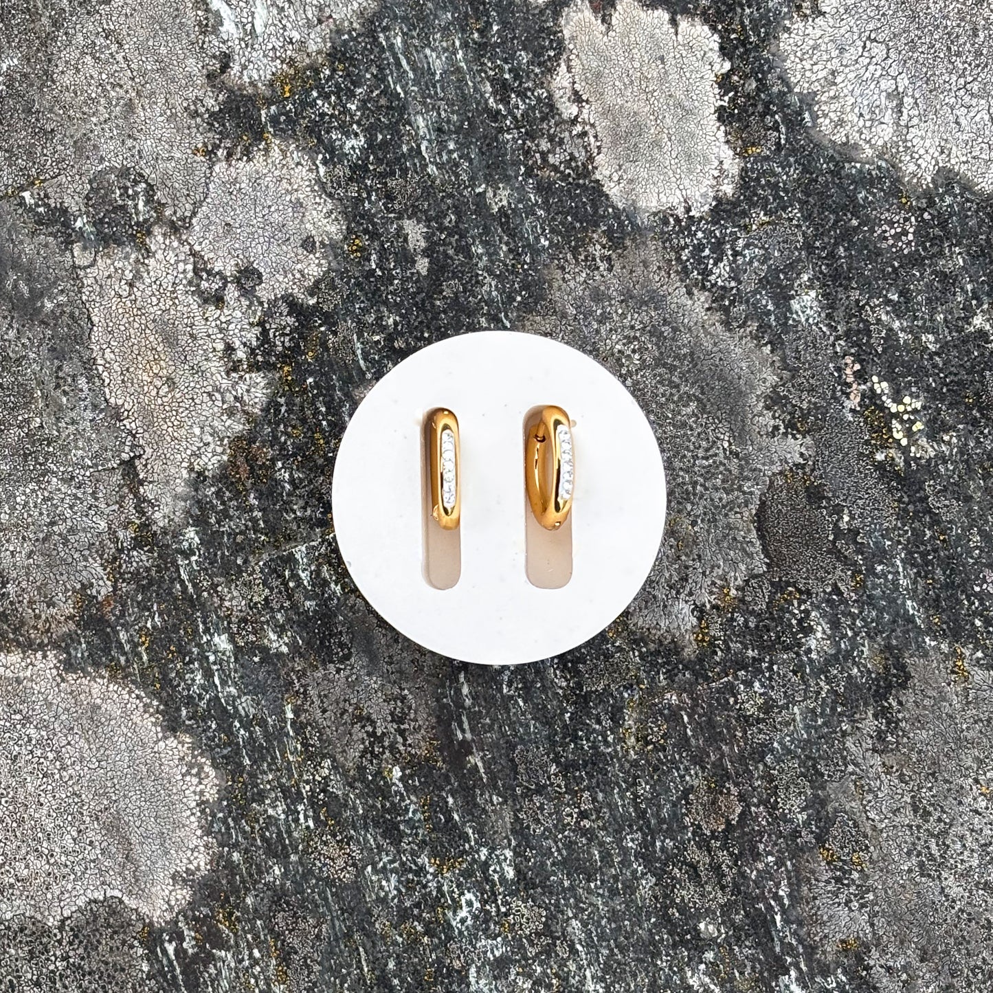 Zirconia stones Huggie Hoop Earrings-316L surgical-grade stainless steel
