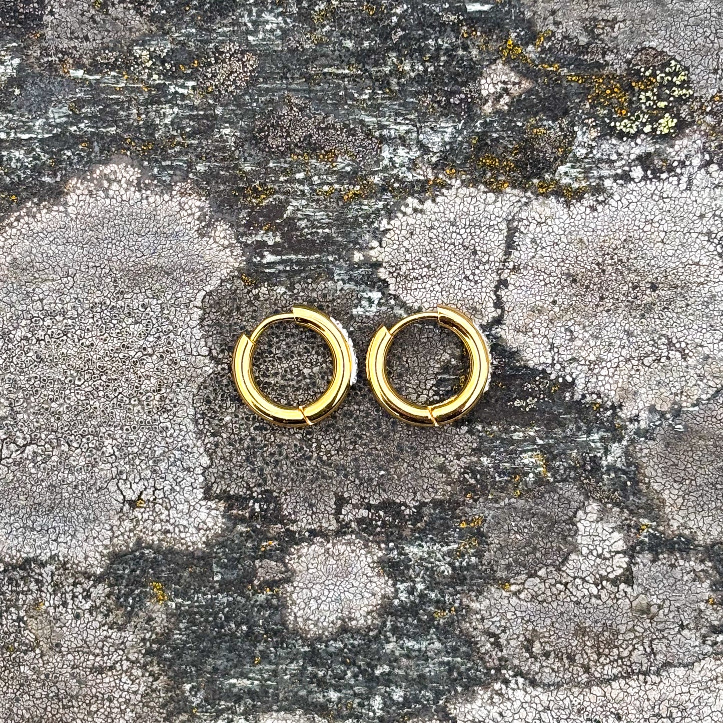 Zirconia stones Huggie Hoop Earrings-316L surgical-grade stainless steel