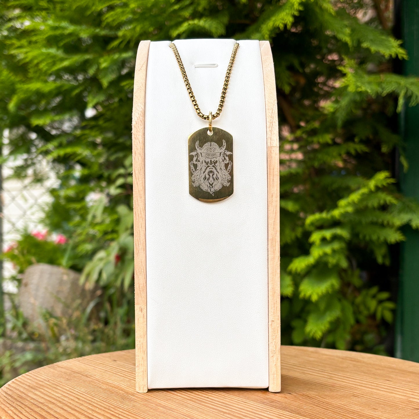 Odin with two ravens Huginn&Muninn soldier tag necklace - Stainless steel