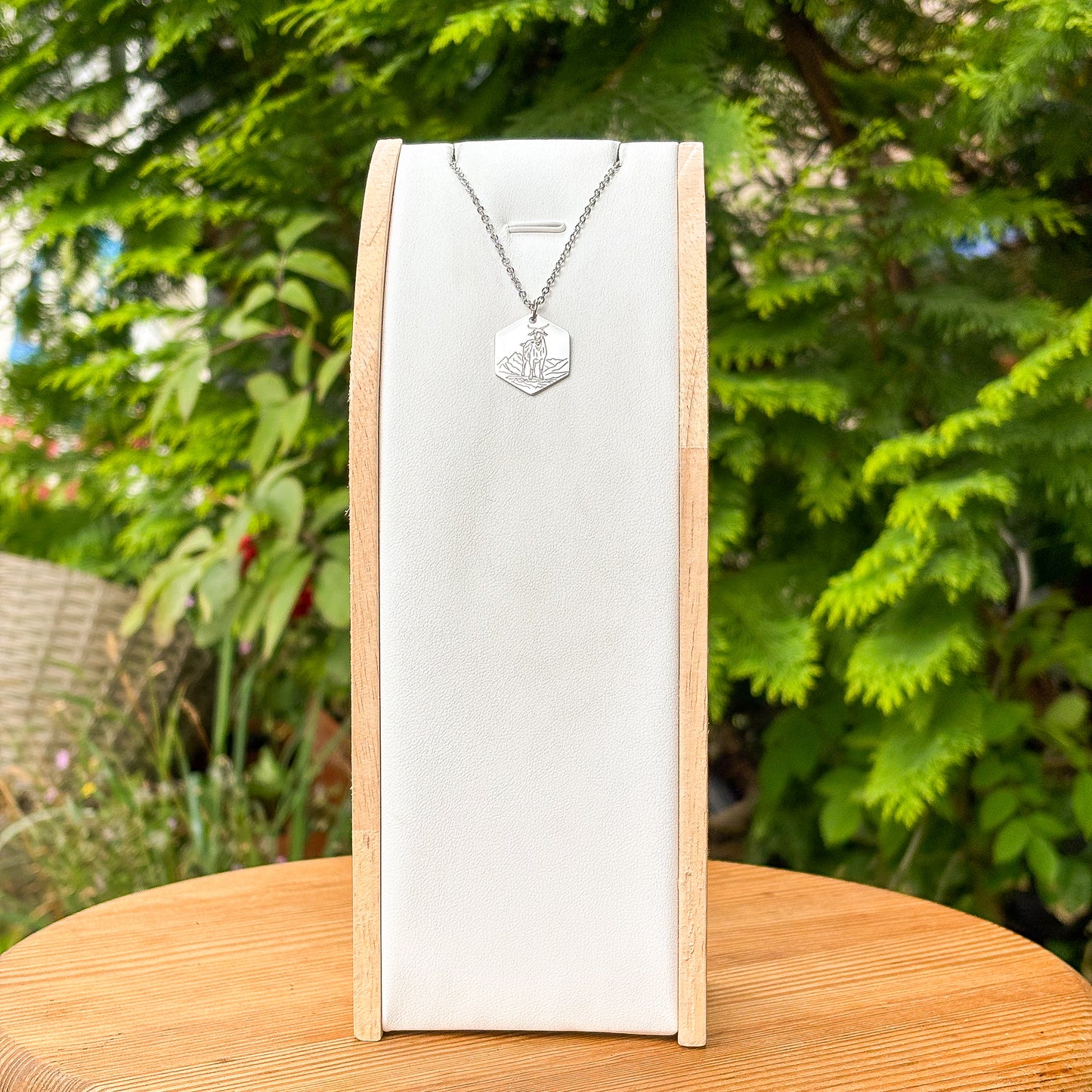 Goat on a mountain necklace - stainless steel