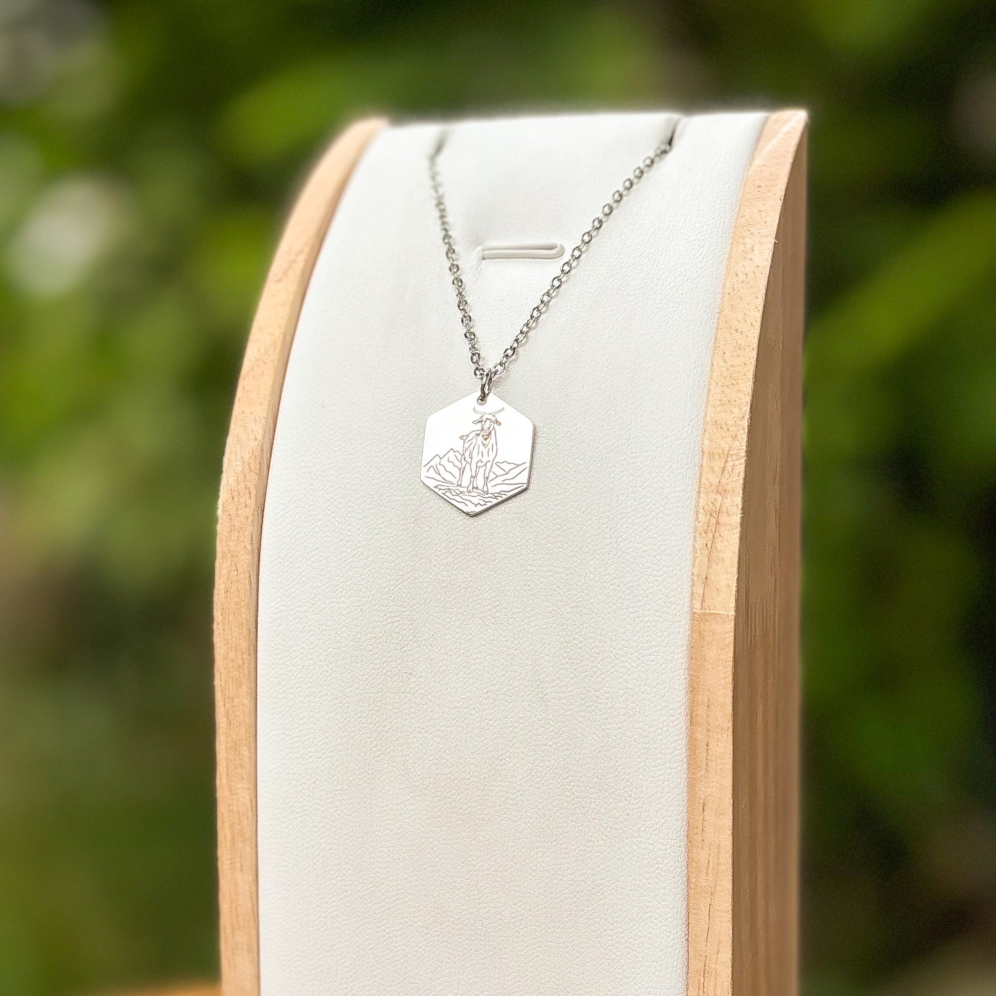 Goat on a mountain necklace - stainless steel