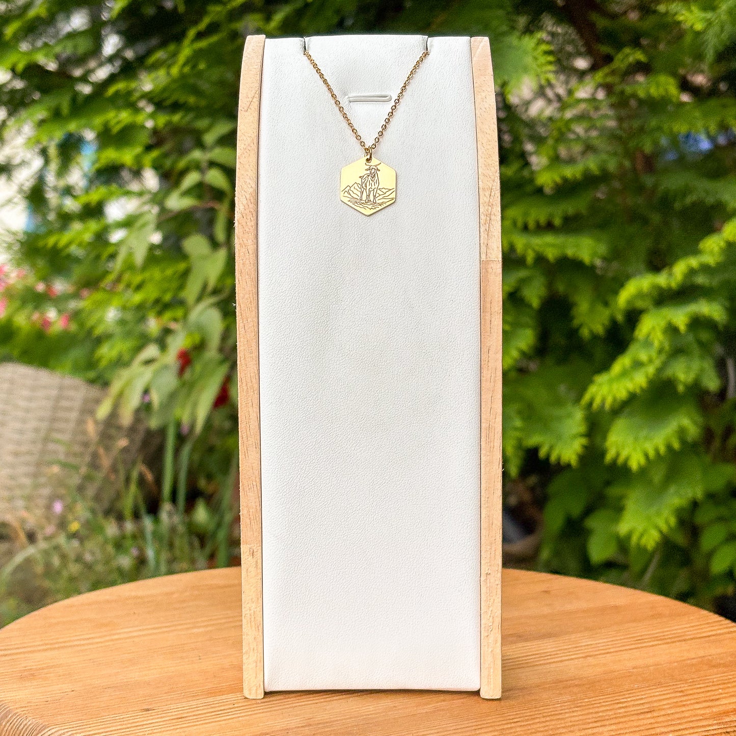 Goat on a mountain necklace - stainless steel