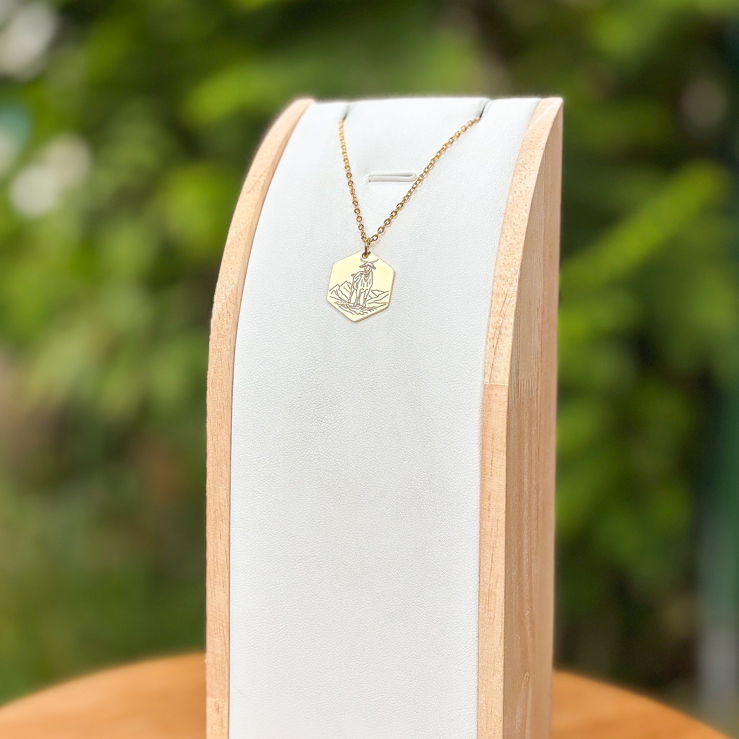 Goat on a mountain necklace - stainless steel