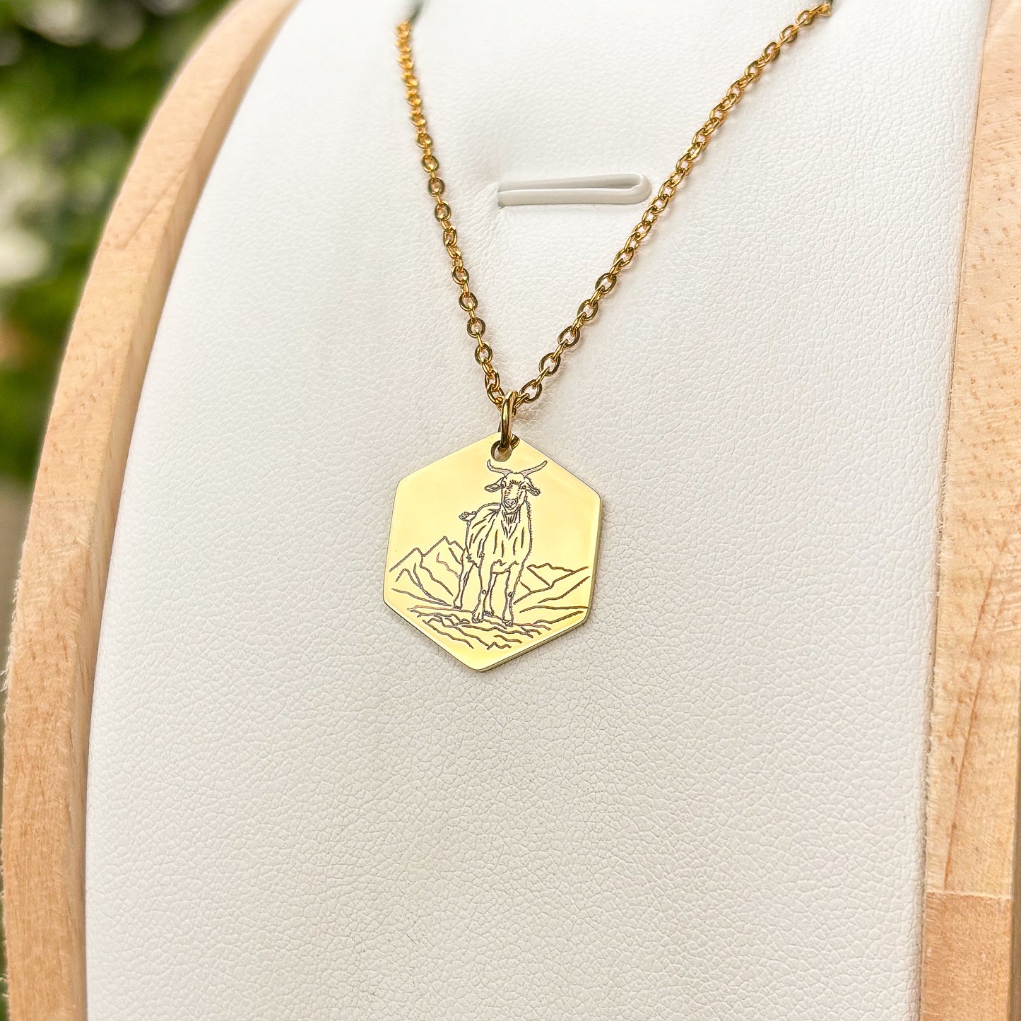 Goat on a mountain necklace - stainless steel