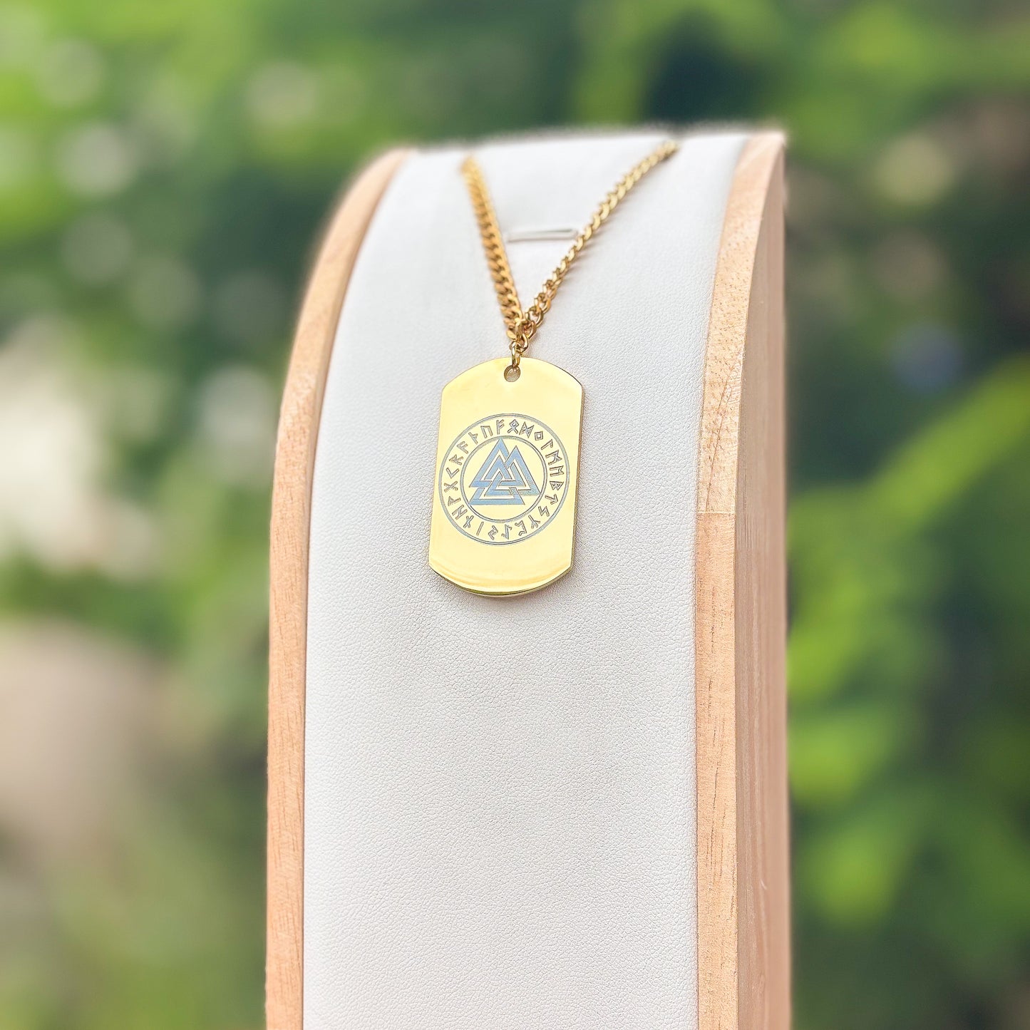 Valknut - slain warrior soldier tag necklace - Stainless steel