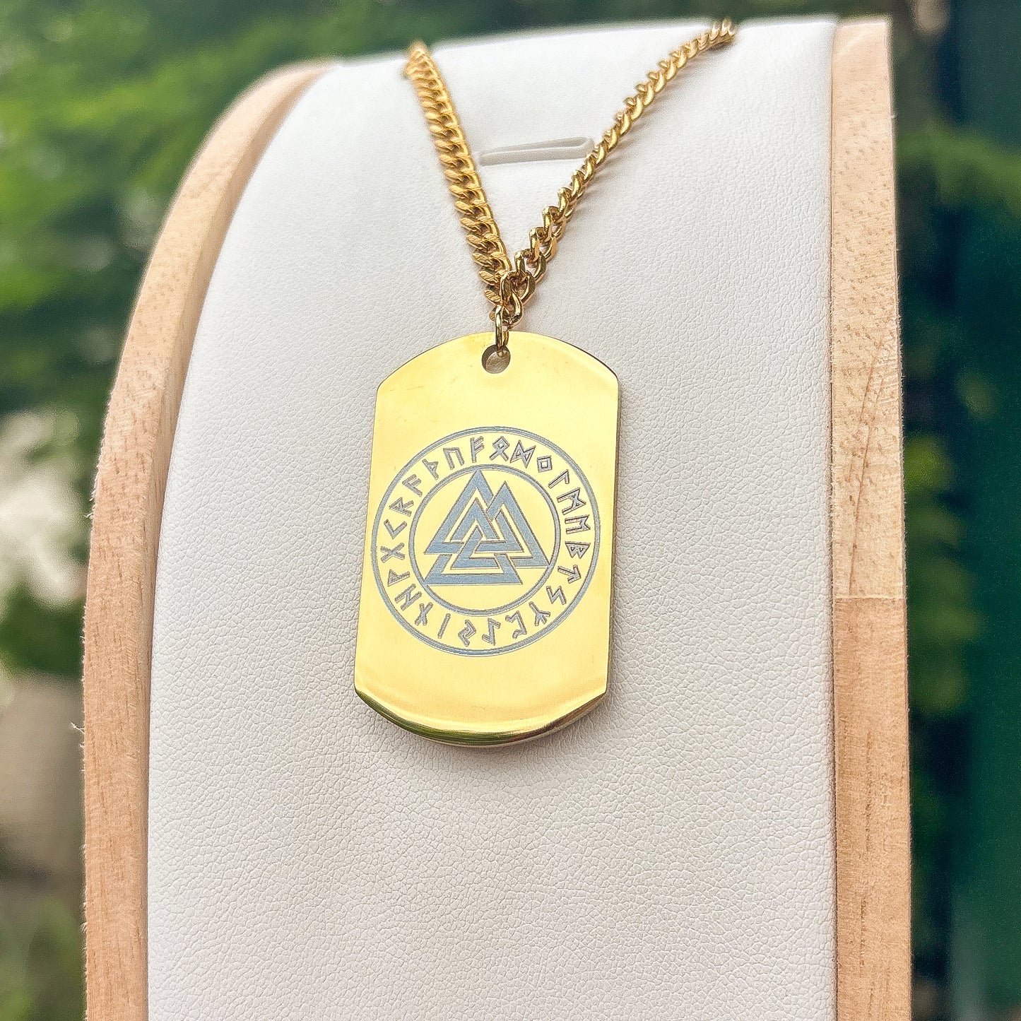 Valknut - slain warrior soldier tag necklace - Stainless steel