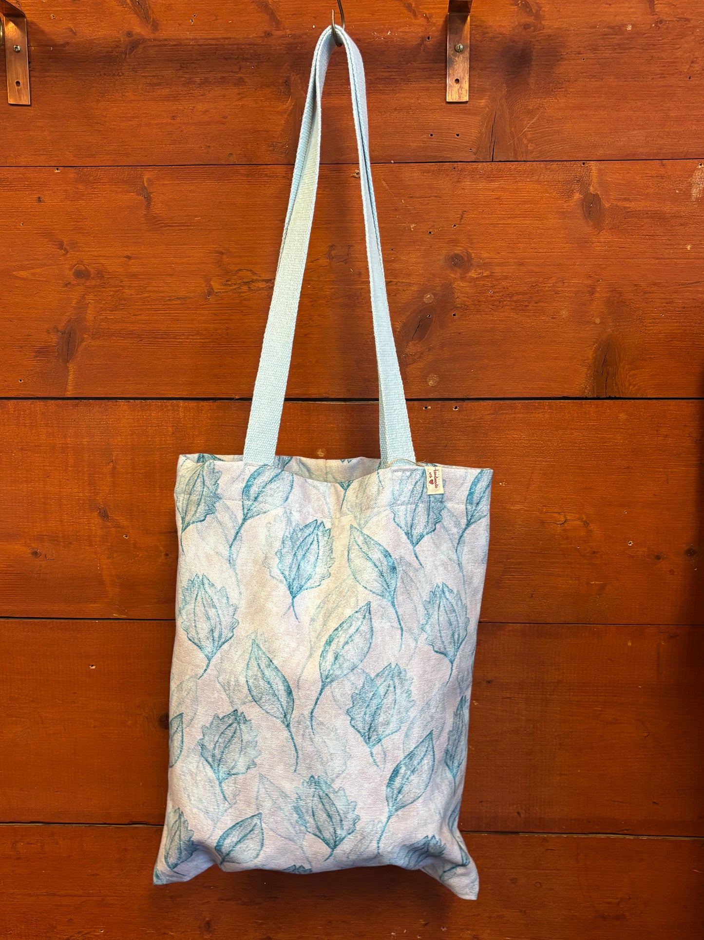 Blue leafs tote hand bag