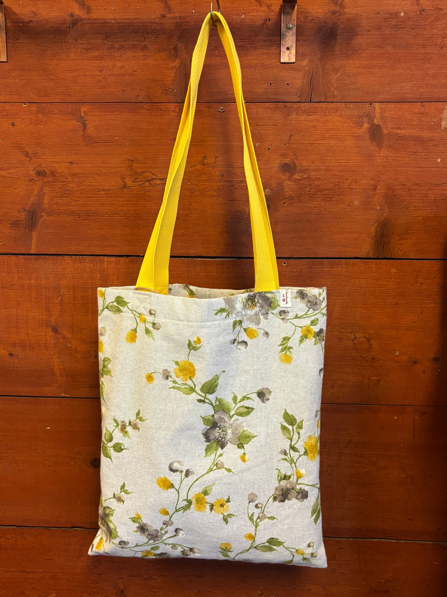 Yellow floral tote hand bag