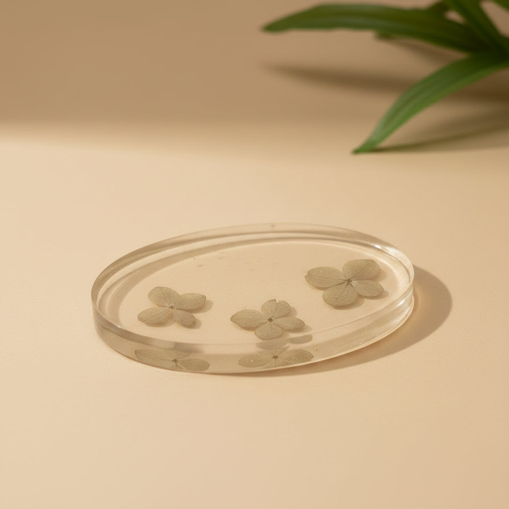 Hydrangea filled soap dish oval RESIN SALE