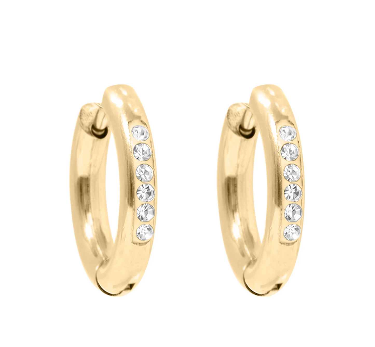 Zirconia stones Huggie Hoop Earrings-316L surgical-grade stainless steel