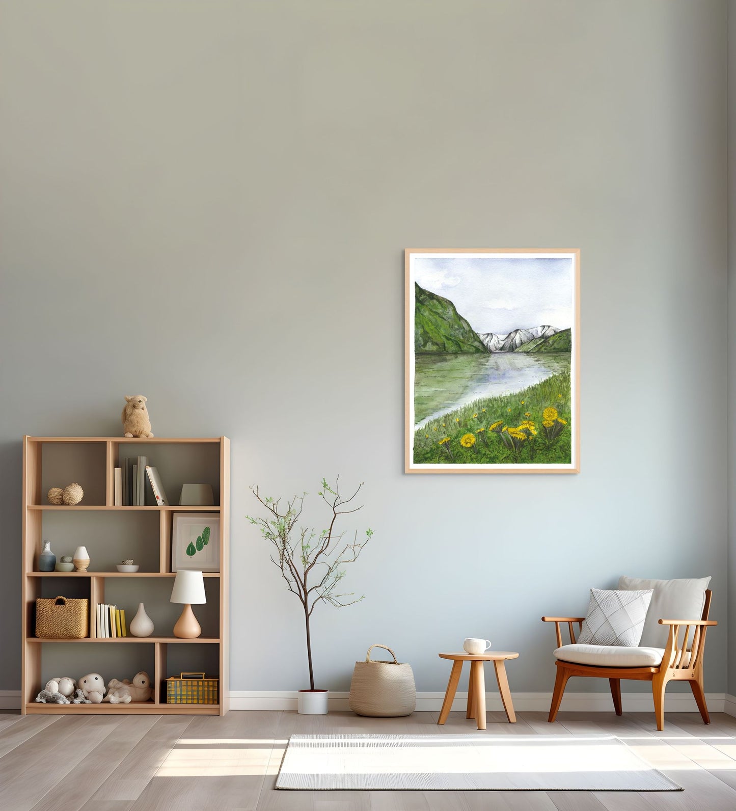 A3 Poster Scenery-Naeroyfjord and Coltsfoot flowers