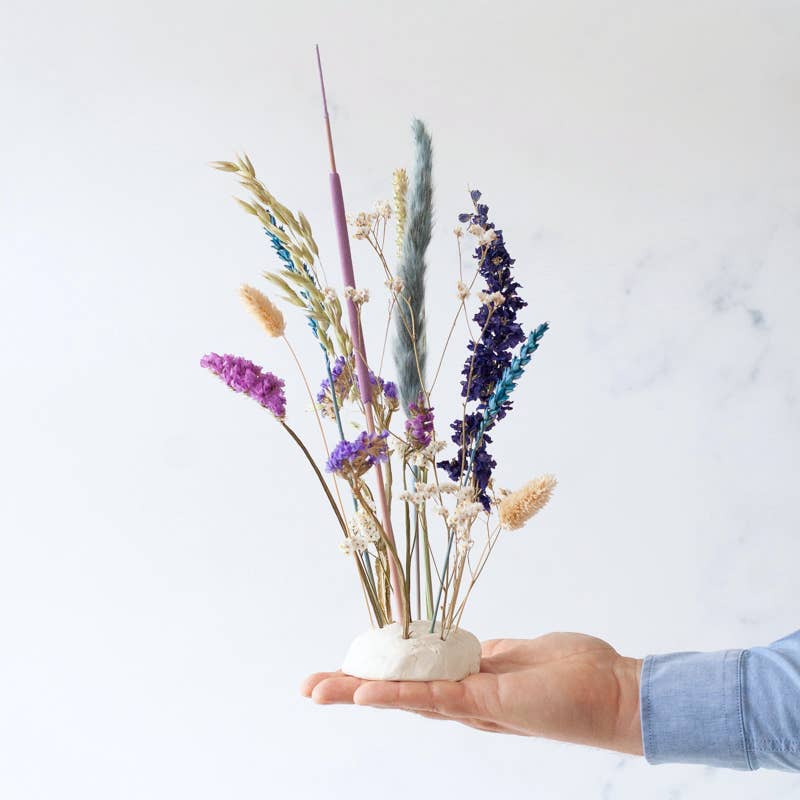 Gedroogde bloemen en klei DIY set blauw