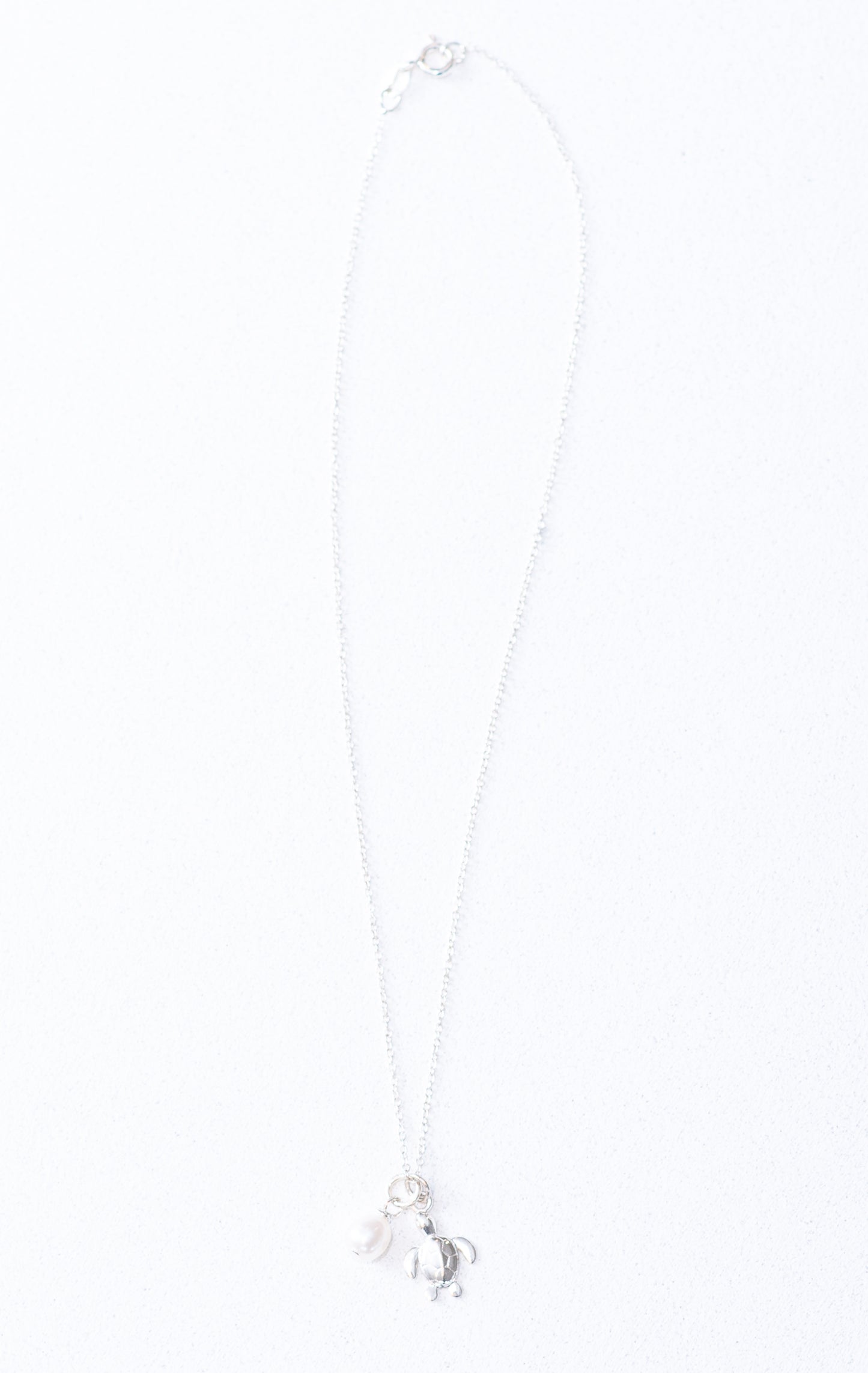 Zoetwaterparel druppel en schildpad bedel ketting