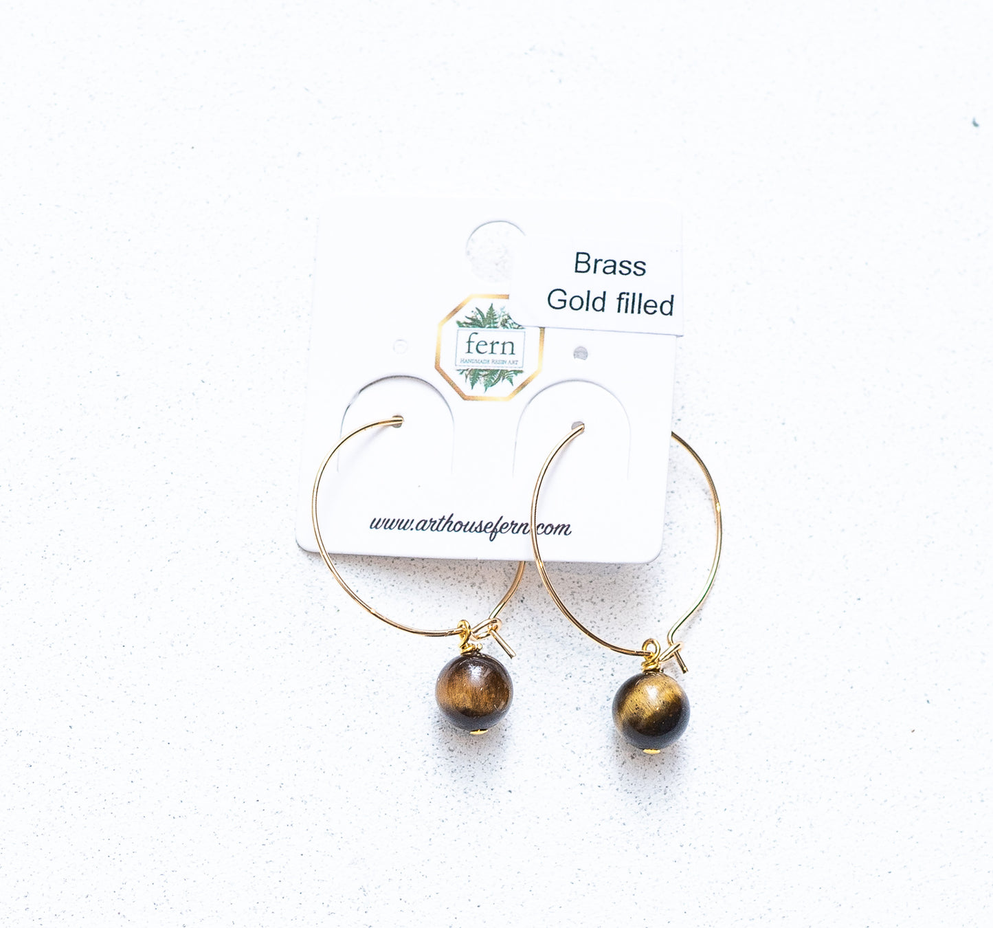 Tiger eye stone beads on hoops