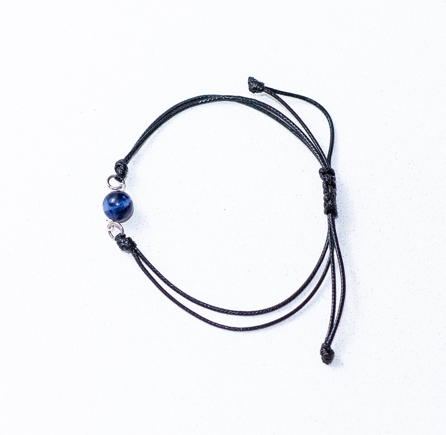 Sodalite stone bead textile bracelet