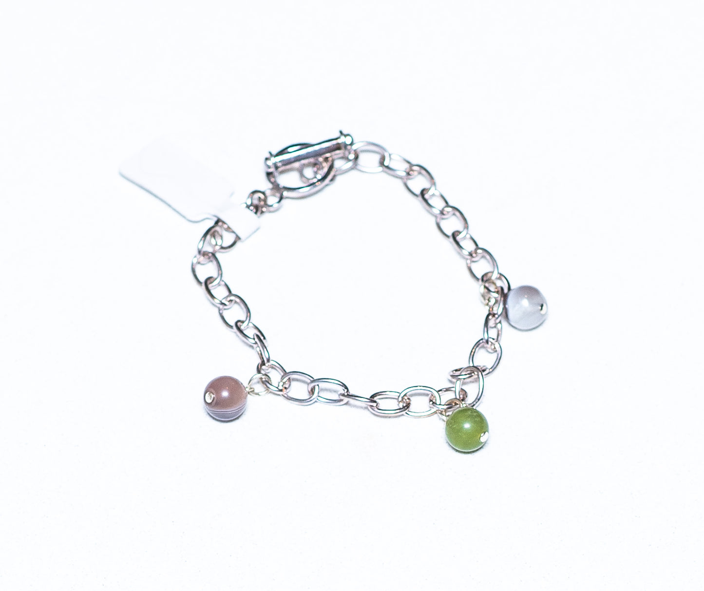 3x 8mm stones on silver plated bracelet assorted STONE JEWELLERY SALE