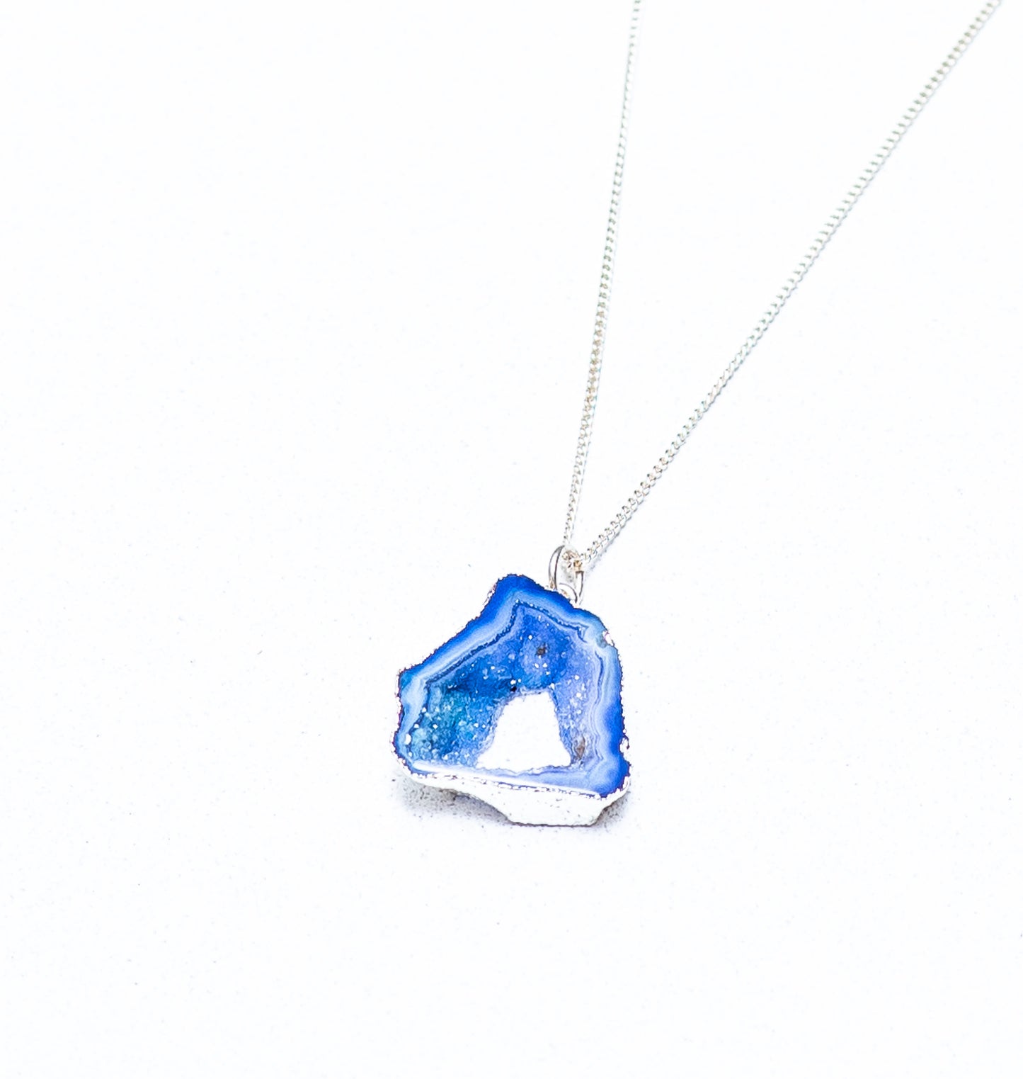 Achatsteinplatte Halskette Blau