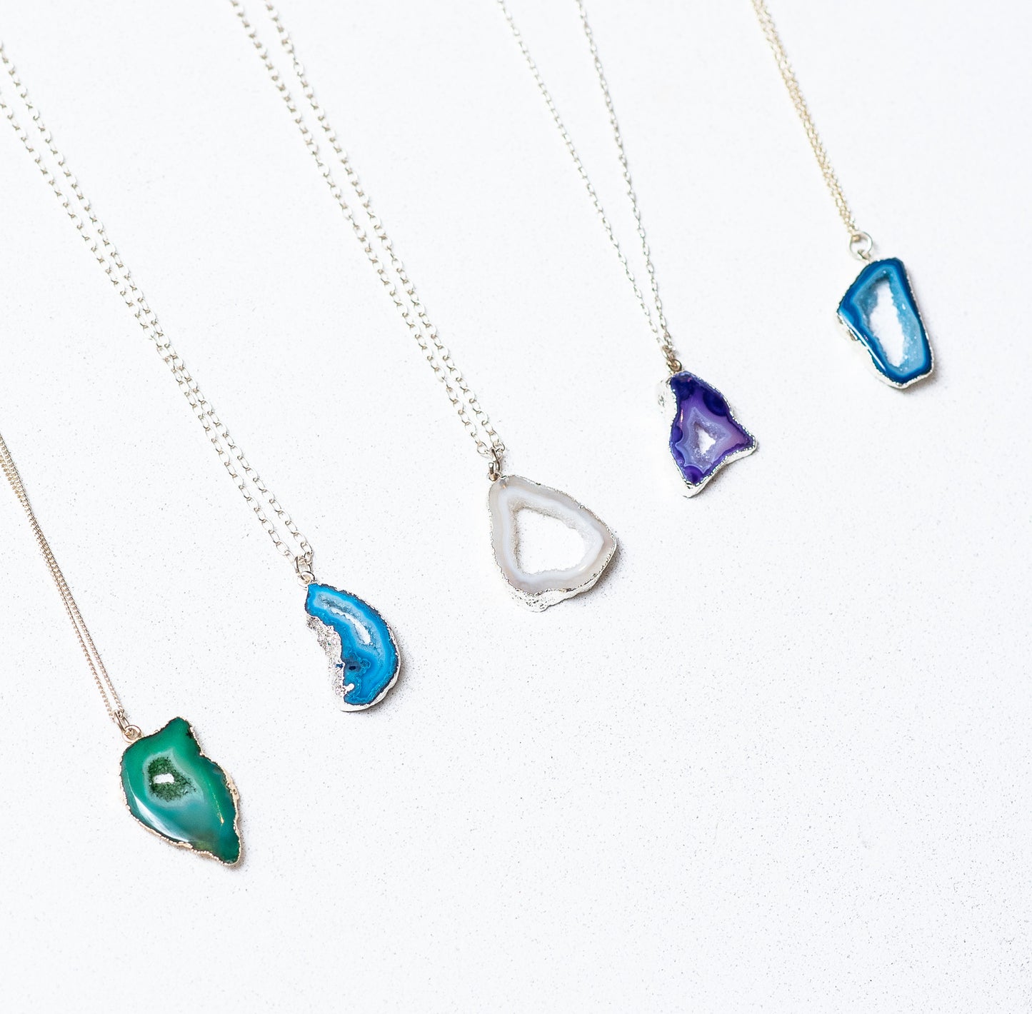 Agate stone slab necklace brown