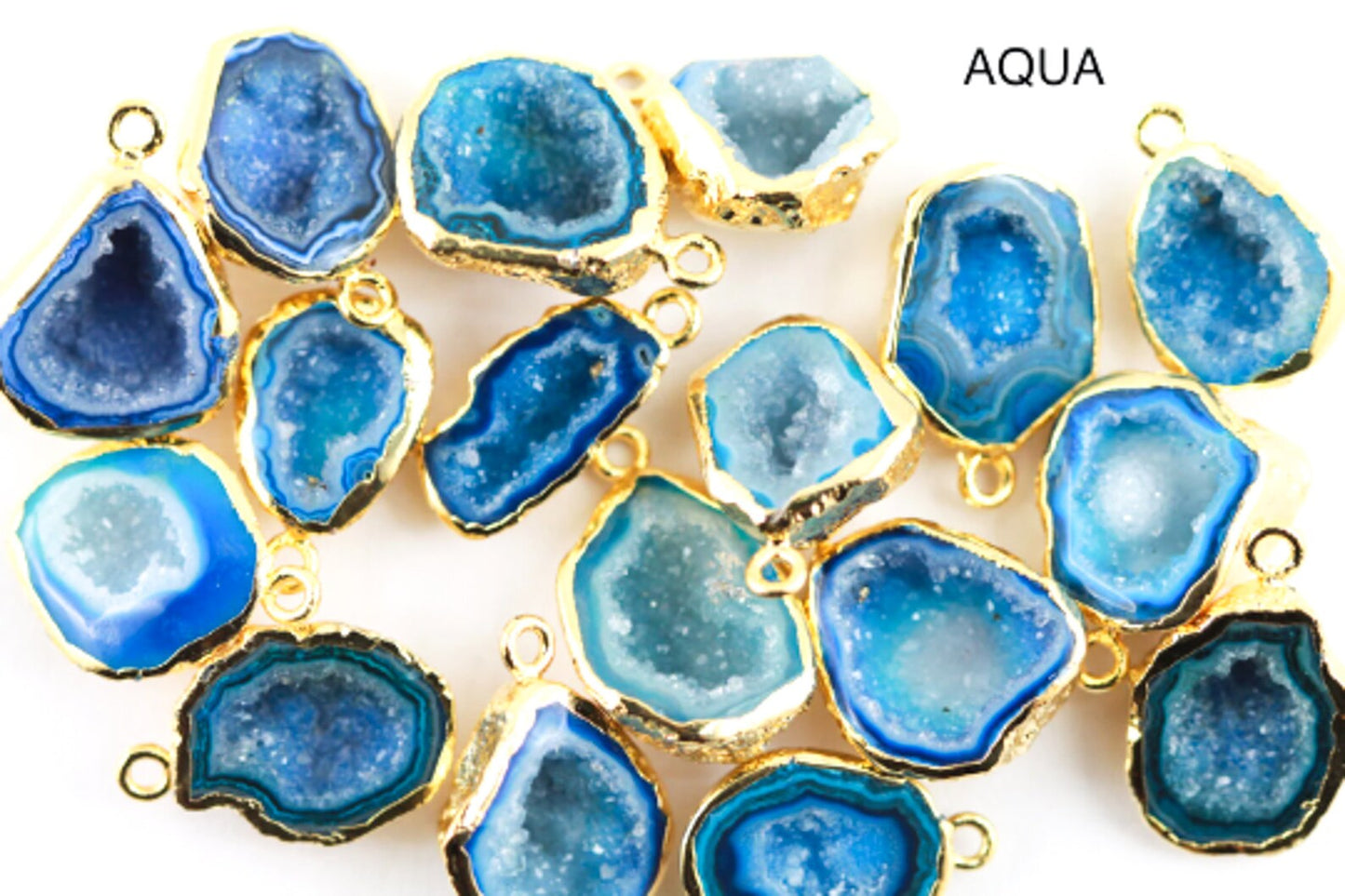 Agate stone necklace gold plated steel