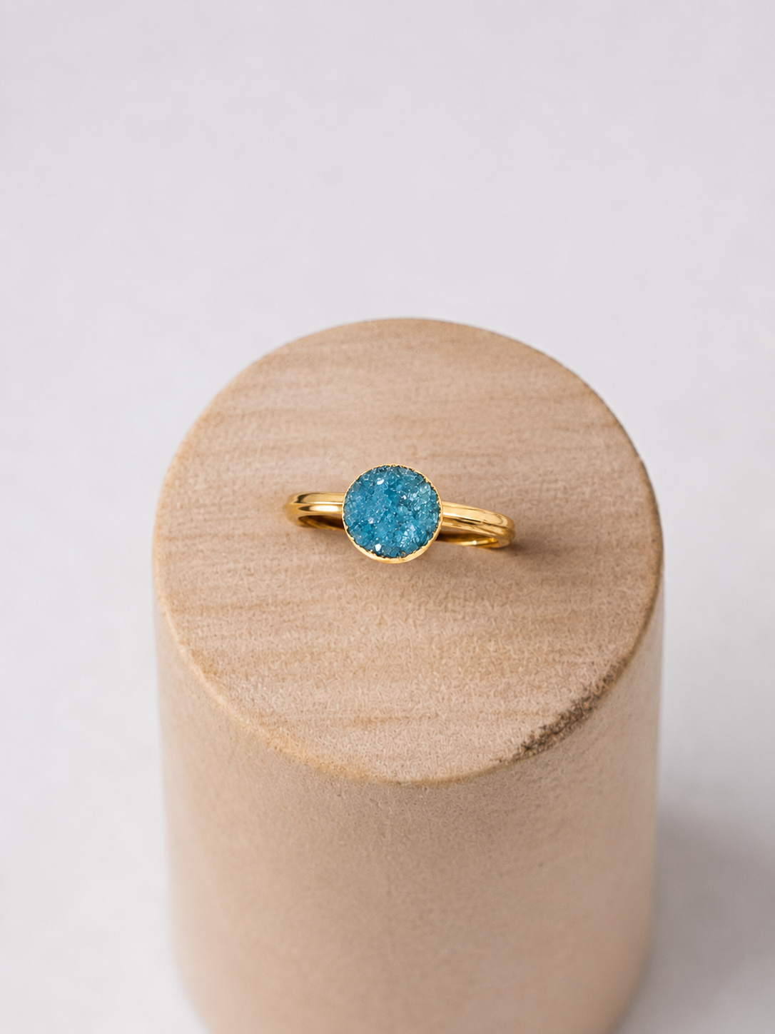 Agate druzy ring 8mm stone brass plated assorted