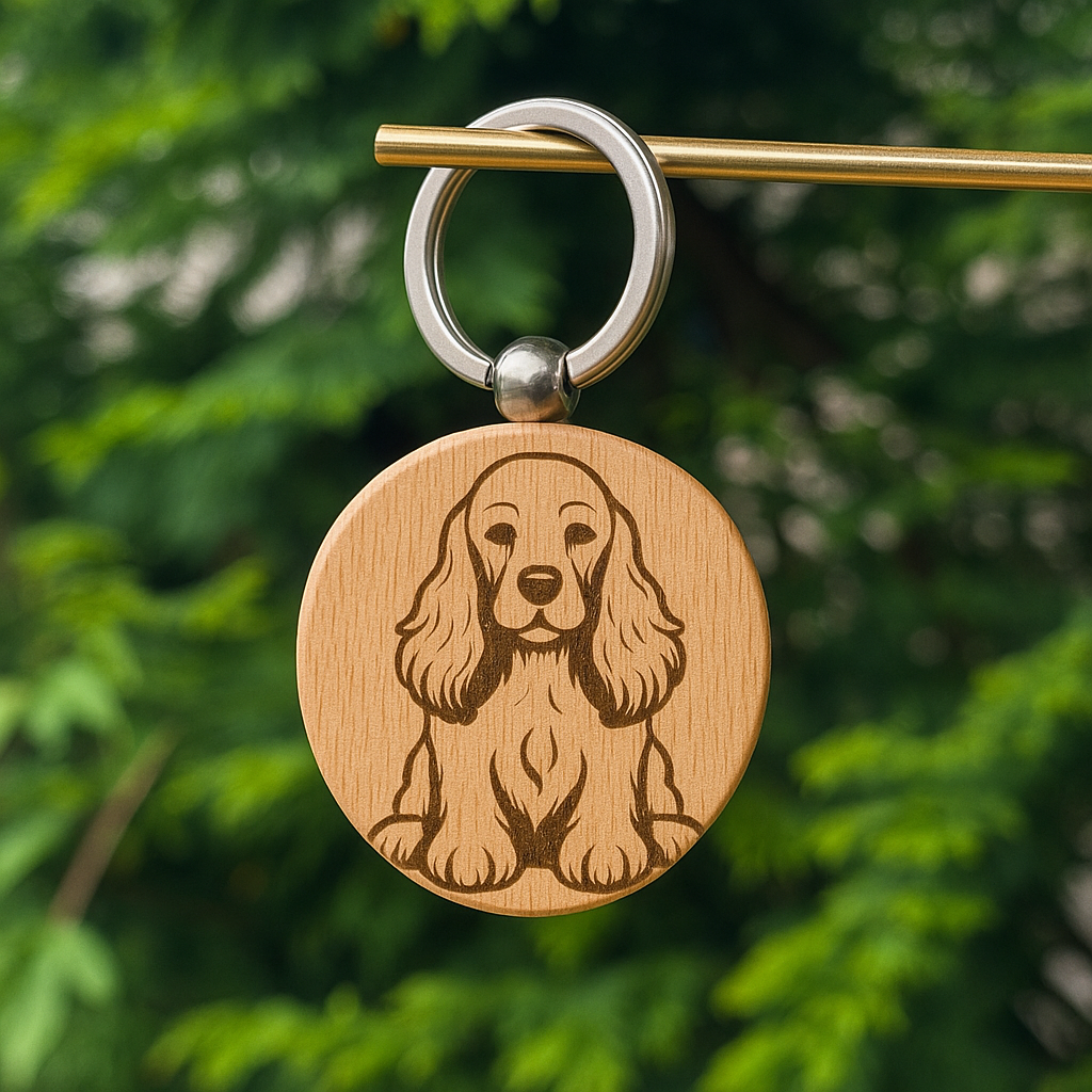 Custom dog breed wooden keychain 38x38mm