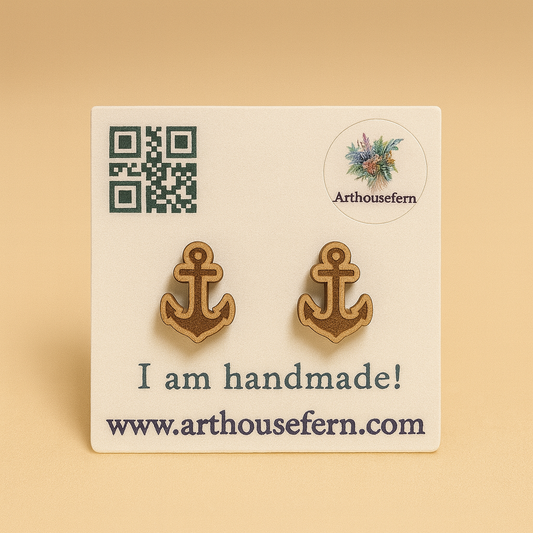 Anchors 8x11mm wooden studs 925 silver