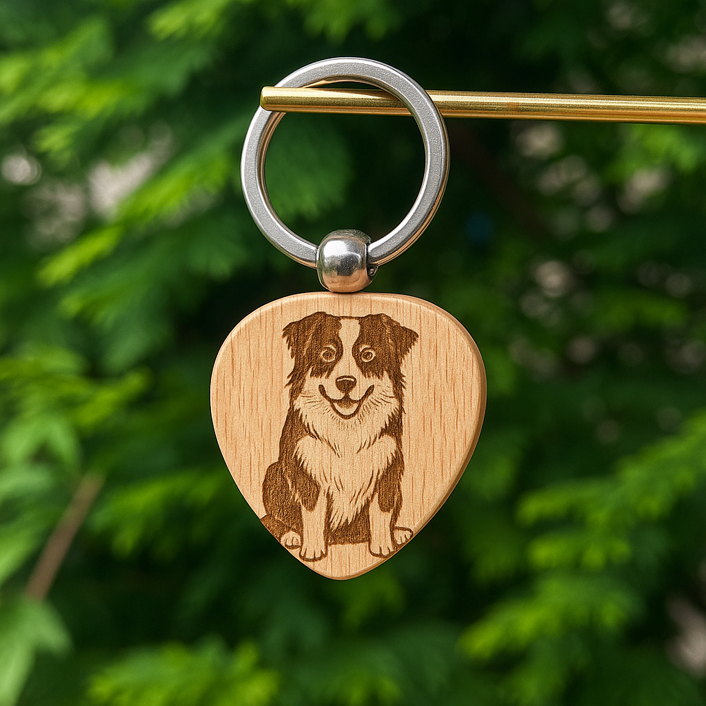Custom dog breed wooden keychain 38x38mm