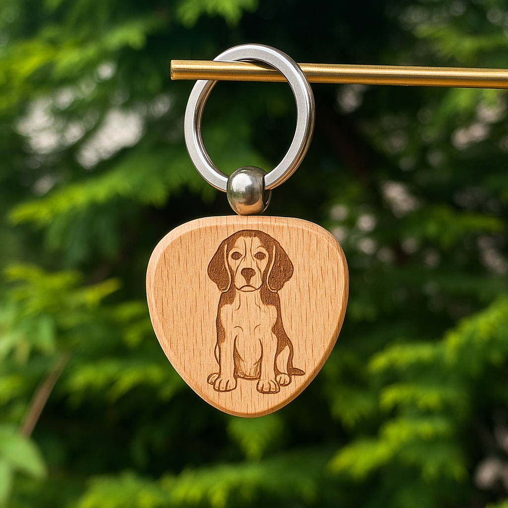 Custom dog breed wooden keychain 38x38mm