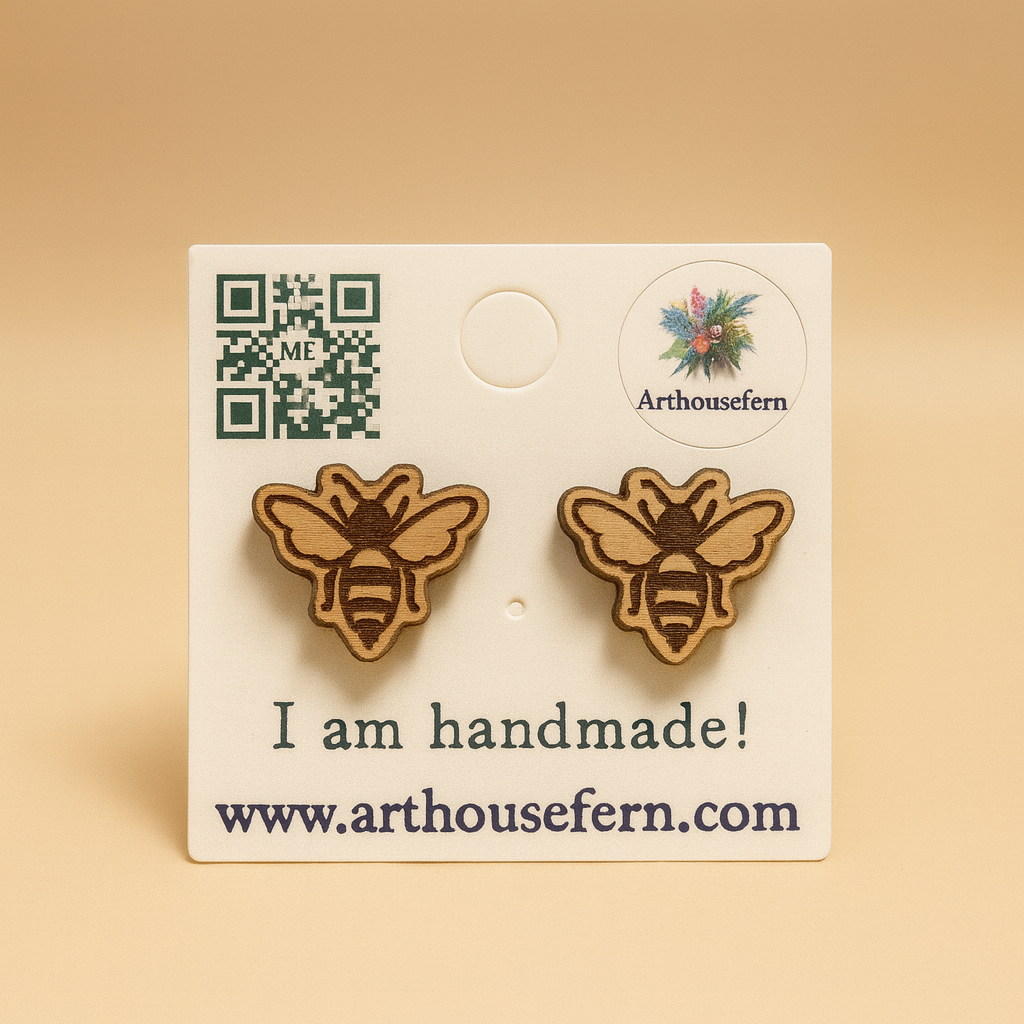 Bee medium studs 13x10mm 925 silver back